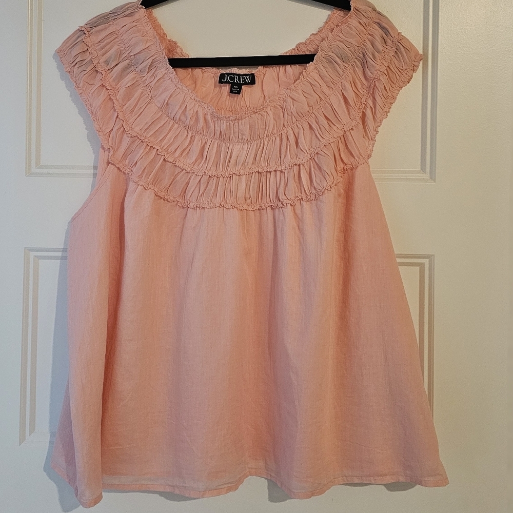 Brand New J. Crew Women's Blush Ruffle Sleeveless Blouse Sz XXL - Picture 6 of 6